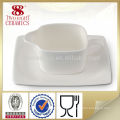 White ceramic restaurant gravy boat with saucer mini ceramic milk jug